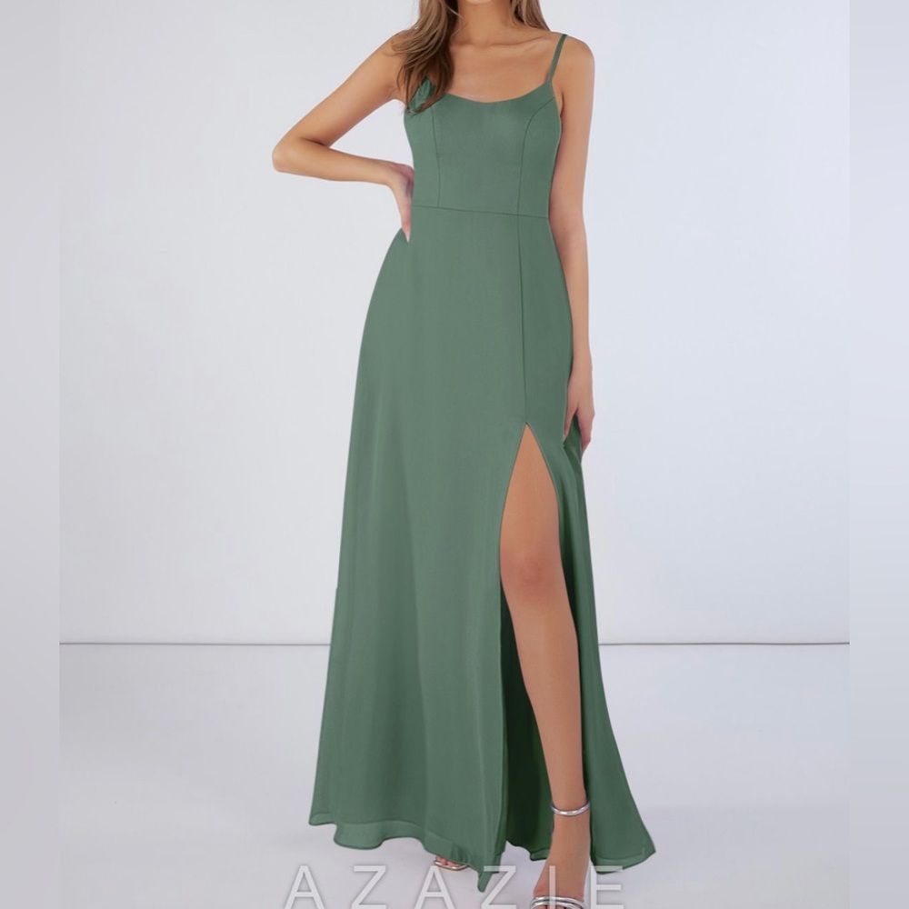 Formal Eucalyptus Dress With Leg Slit